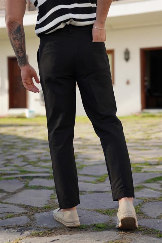 PantalonSiyah TOKALI DUBLE BORU PAÇA KETEN PANTALON SNZ 3938 2024