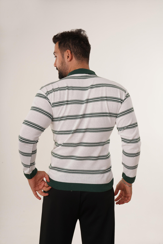 POLO YAKAZümrüt Çizgili Triko Polo Yaka TB