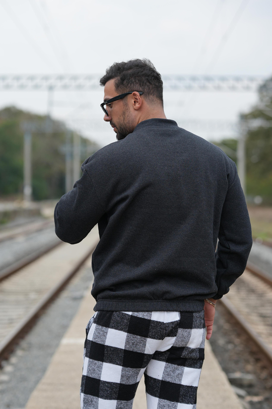 SweatANTRASİT 3 iplik yarım fermuarlı sweatshirt SC