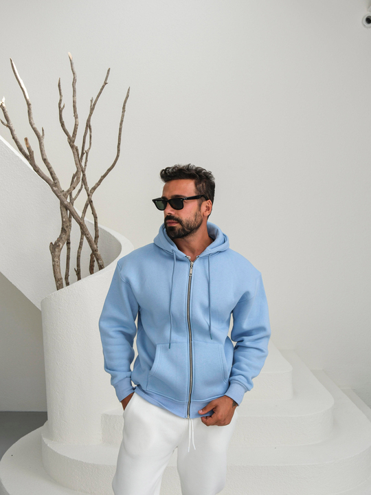 SweatBebemavi 3 İplik Oversize Compak Tam Fermuarlı Kapüşonlu SC