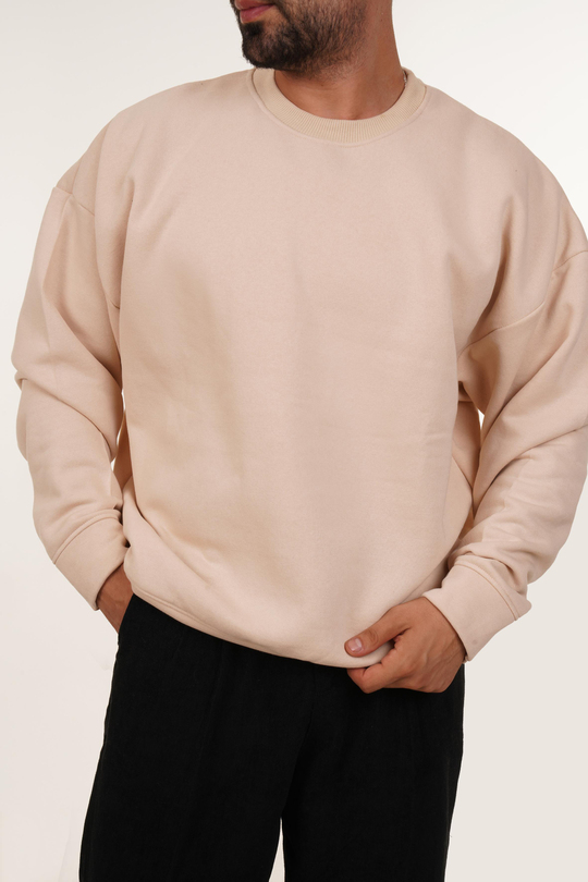 SweatBej 3 iplik Oversize Bisiklet Yaka SC