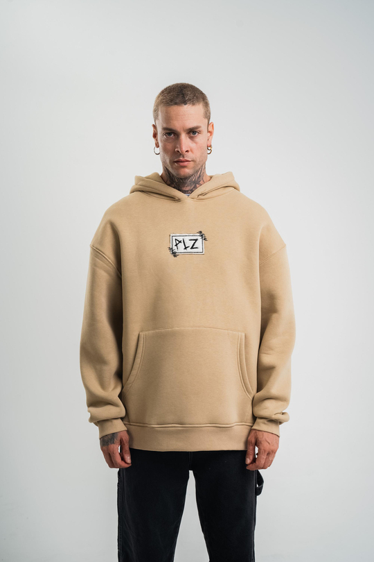 SweatBej Gabardin Nakışlı Kapşonlu Sweatshirt PLZ