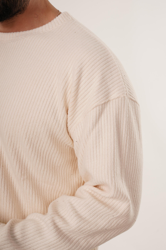 SweatBej Uzun Kol Havlu Kumaş Sweatshirt
