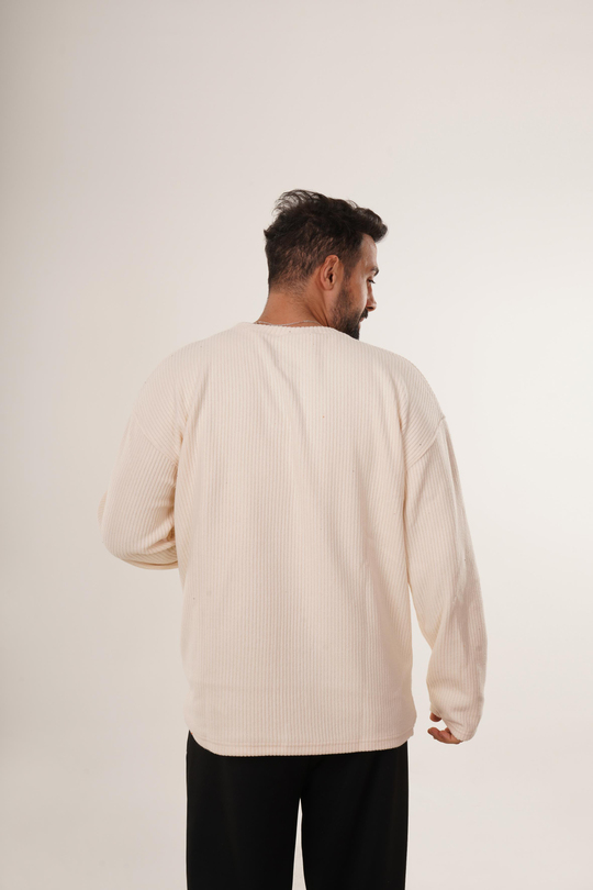 SweatBej Uzun Kol Havlu Kumaş Sweatshirt