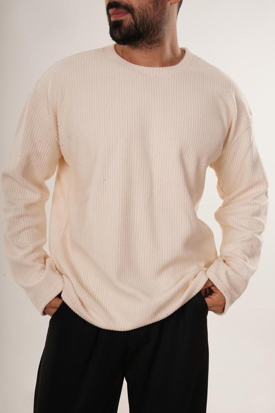 SweatBej Uzun Kol Havlu Kumaş Sweatshirt