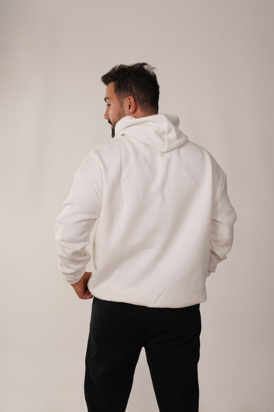 SweatBeyaz 3 İplik Kapşonlu Hoodie ZB