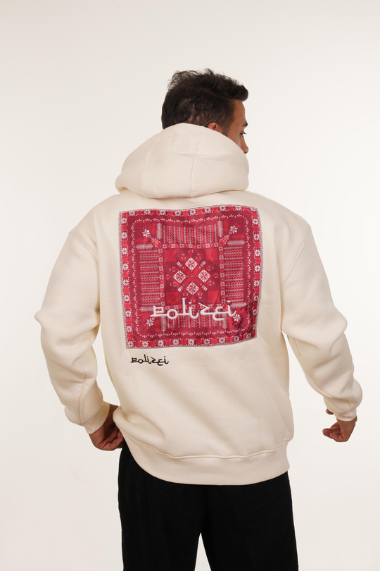 SweatBEYAZ 3 İplik Oversize Kırmızı Halı Kapşonlu Sweatshirt PLZ