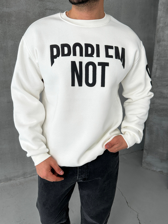 SweatBeyaz Problem Baskılı Sweat SNZ M8409