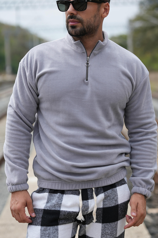 SweatBOYAMA GRİ yarım fermuarlı polar SC