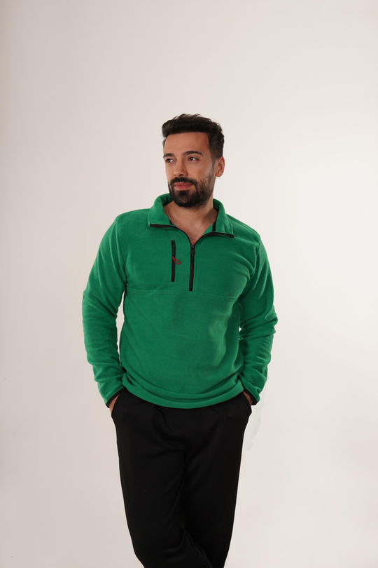 SweatÇamyeşili Göğüs Cepli Polar