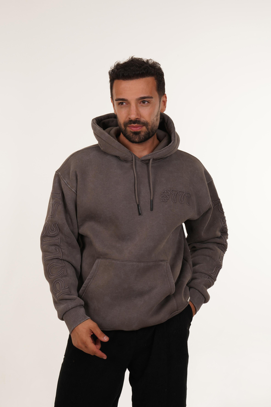 SweatFüme 777 Yazılı Kapşonlu Sweatshirt PLZ