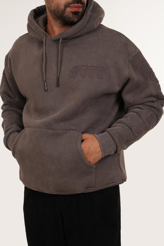 SweatFüme 777 Yazılı Kapşonlu Sweatshirt PLZ