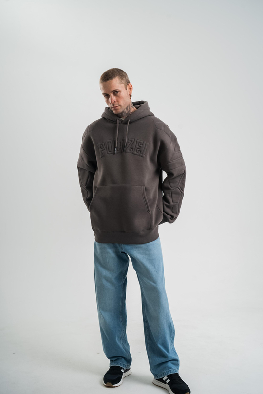 SweatFüme Kol Şişme Kabartmalı Kapşonlu Sweatshirt PLZ