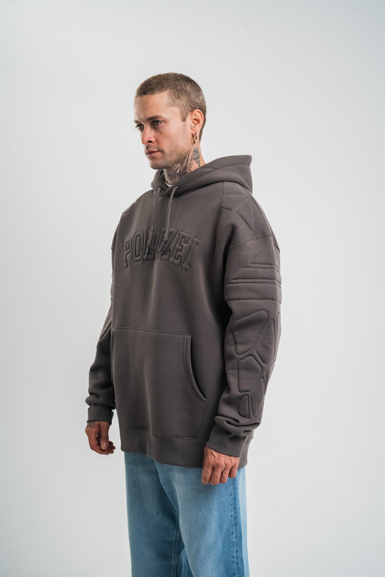 SweatFüme Kol Şişme Kabartmalı Kapşonlu Sweatshirt PLZ