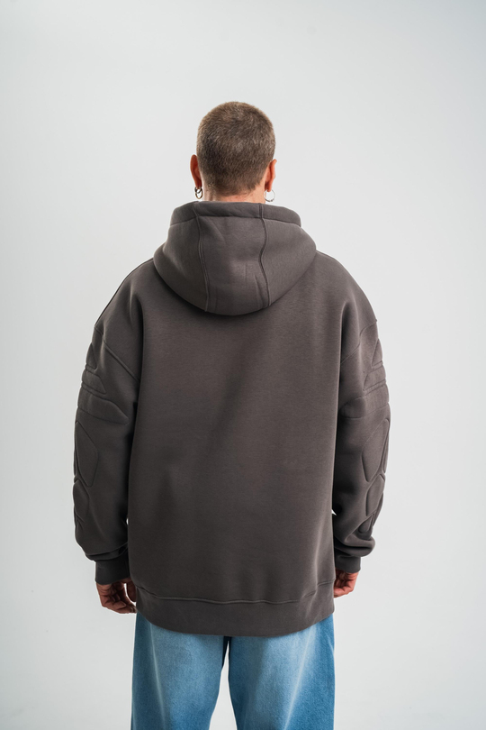 SweatFüme Kol Şişme Kabartmalı Kapşonlu Sweatshirt PLZ