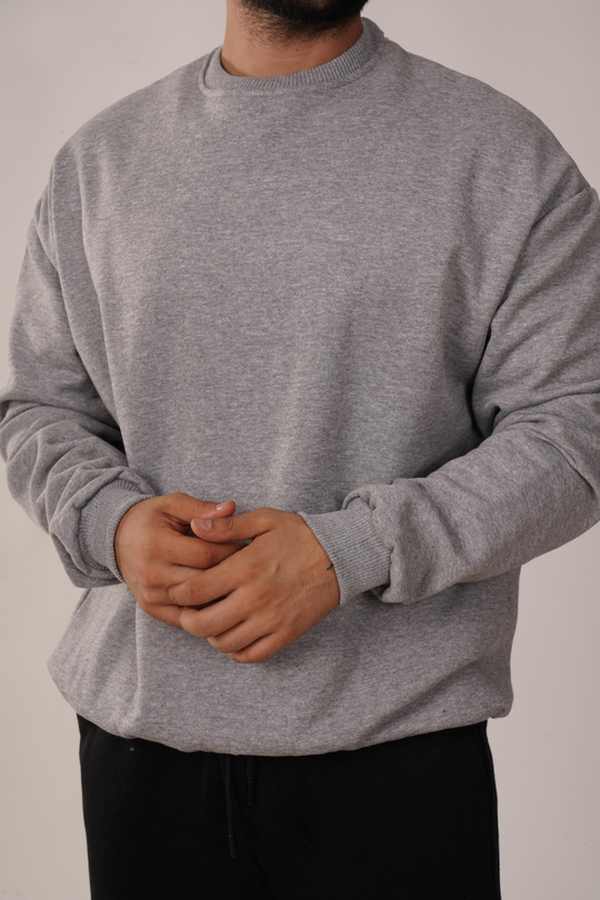 SweatGri 3 İplik Bisiklet Yaka Hoodie