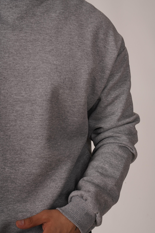SweatGri 3 İplik Bisiklet Yaka Hoodie