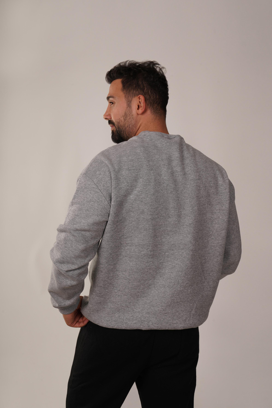 SweatGri 3 İplik Bisiklet Yaka Hoodie
