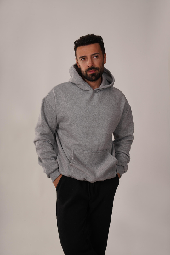SweatGri 3 İplik Kapşonlu Hoodie ZB