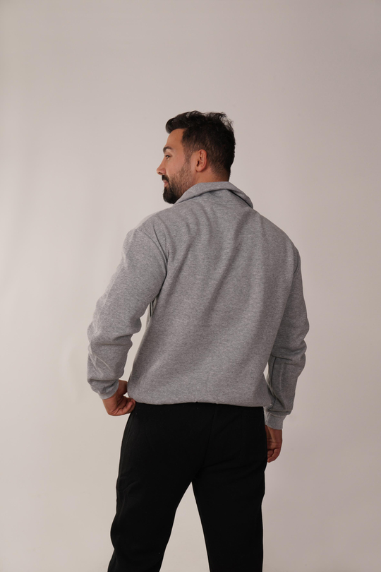 SweatGri 3 İplik Yarım Fermuarlı Hoodie