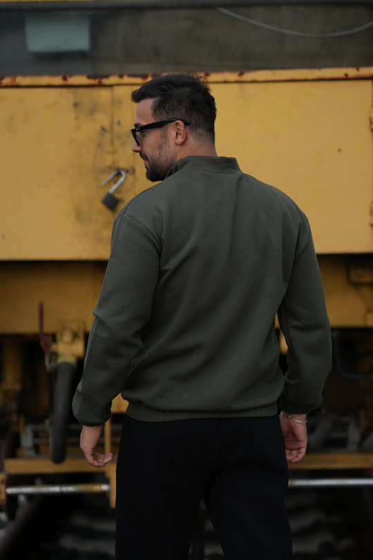 SweatHaki 3 iplik yarım fermuarlı sweatshirt SC