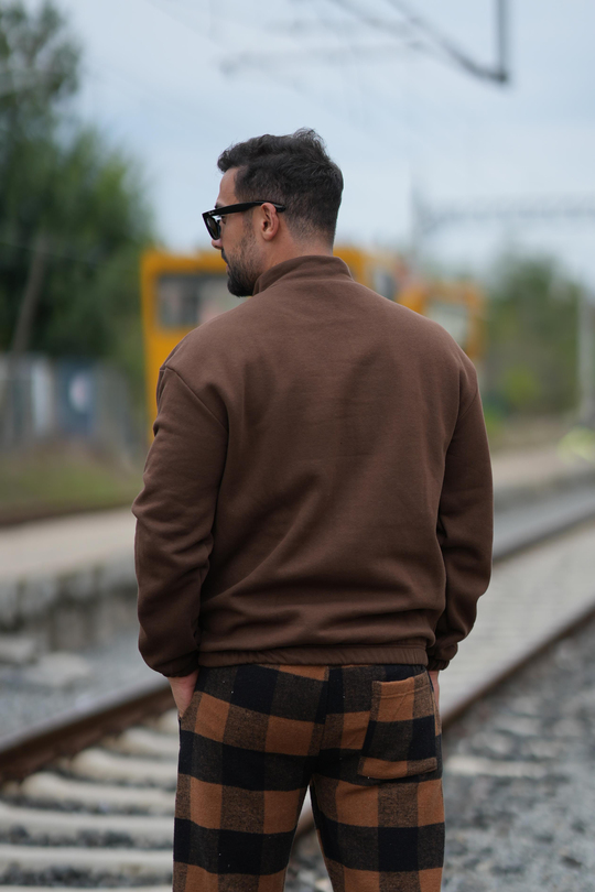 SweatKAHVE 3 iplik yarım fermuarlı sweatshirt SC
