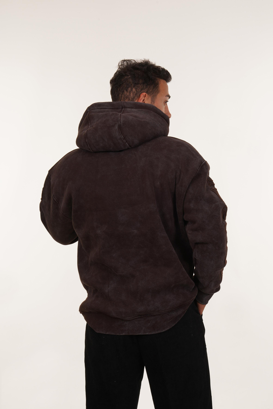 SweatKahve 777 Yazılı Kapşonlu Sweatshirt PLZ