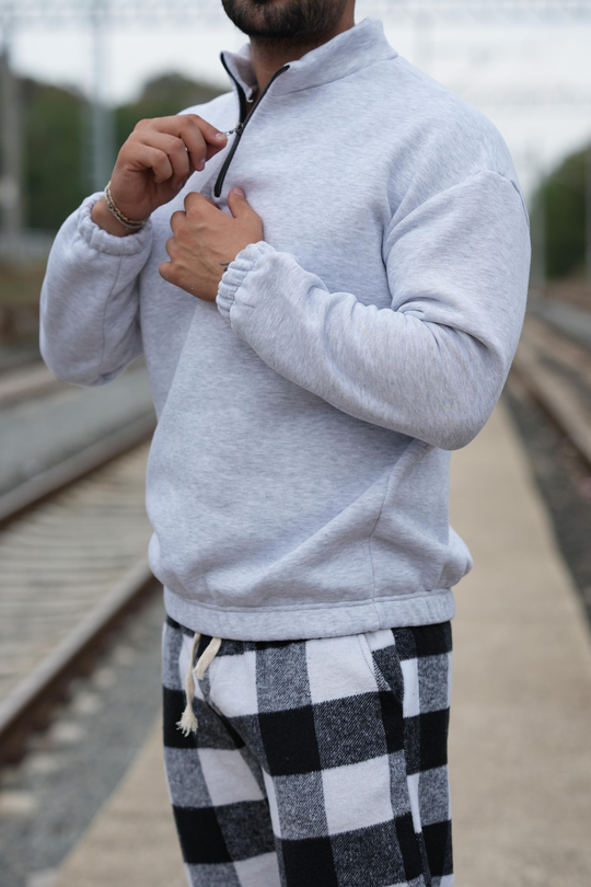 SweatKarmelanj 3 iplik yarım fermuarlı sweatshirt SC