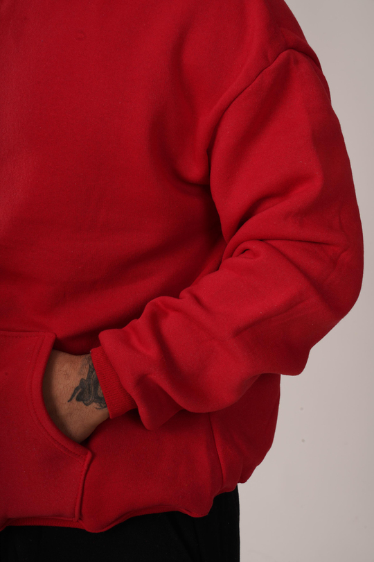 SweatKırmızı 3 İplik Kapşonlu Hoodie ZB
