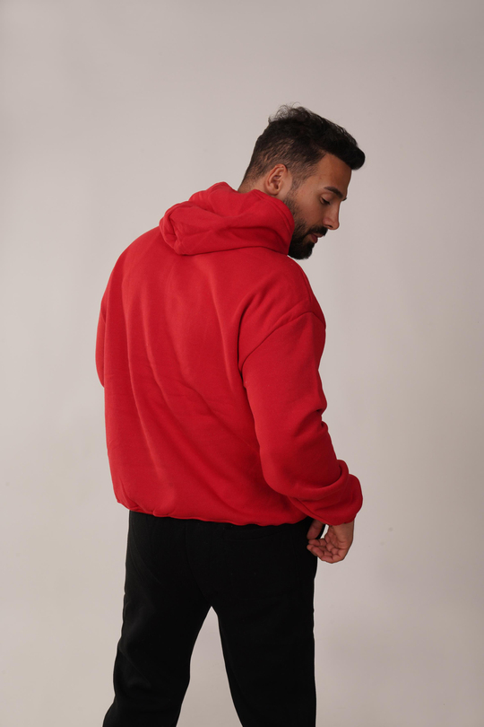 SweatKırmızı 3 İplik Kapşonlu Hoodie ZB
