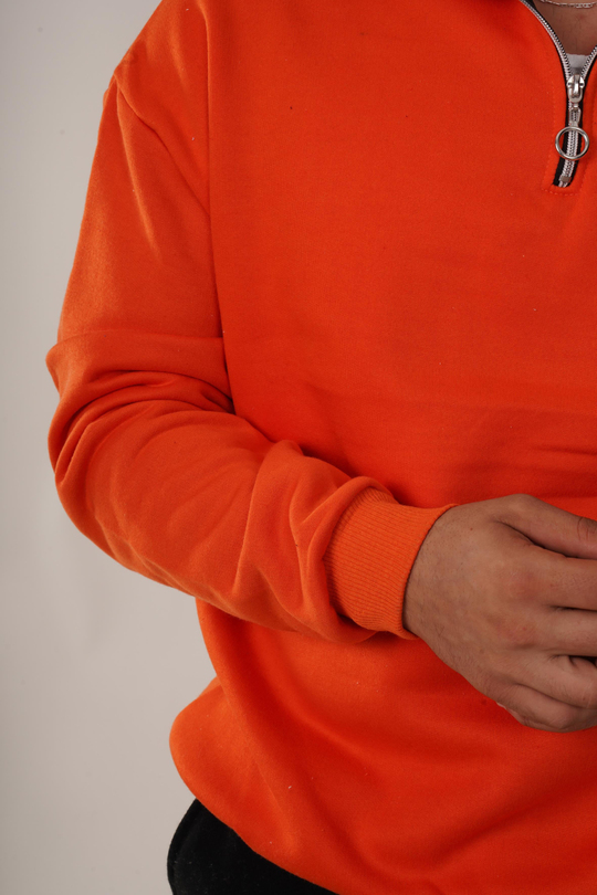 SweatKırmızı 3 İplik Yarım Fermuarlı Hoodie