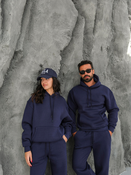 SweatLacivert 3 İplik Oversize Compak Kapüşonlu SC