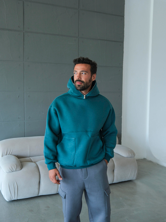 SweatPetrol 3 İplik Kapşonu Fermuarlı Sweatshirt VS1023