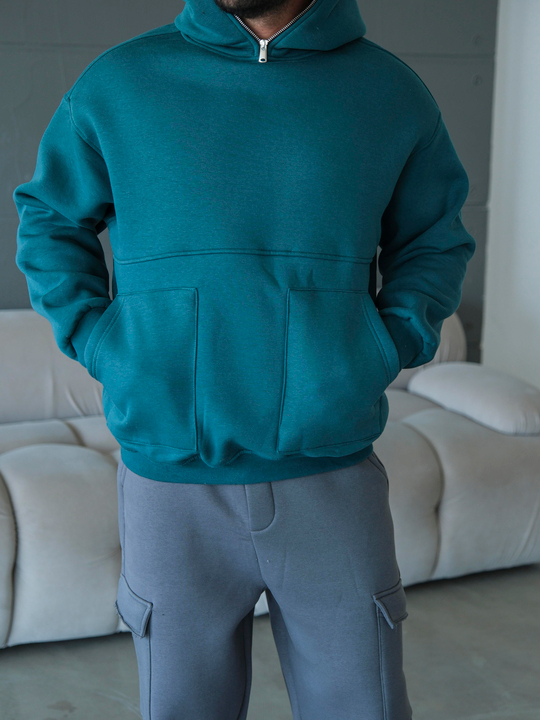 SweatPetrol 3 İplik Kapşonu Fermuarlı Sweatshirt VS1023