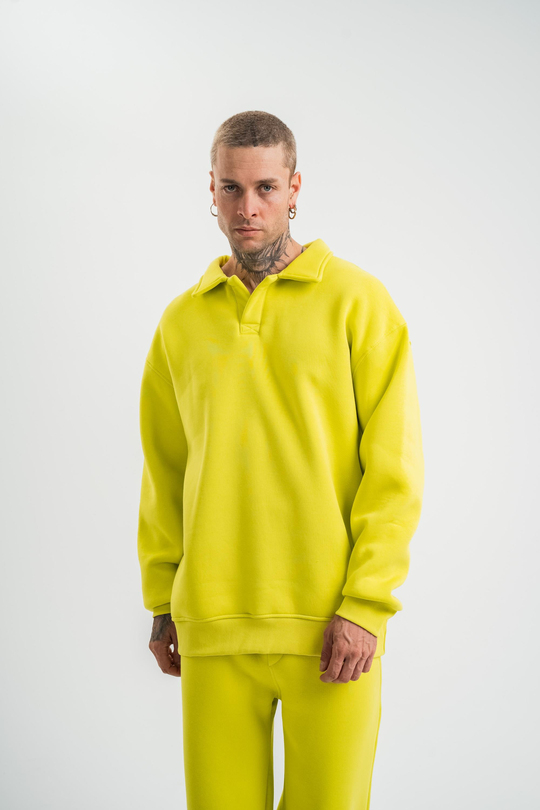 SweatSarı 3 İplik Oversize Polo yaka PLZ