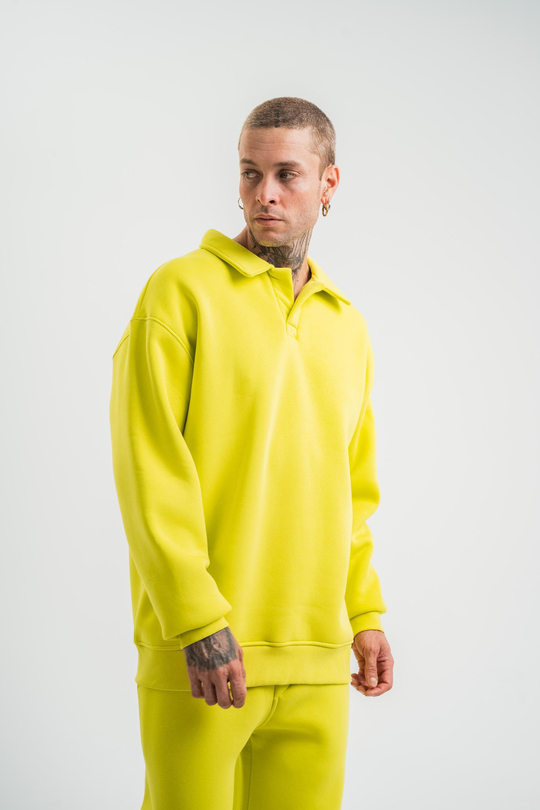 SweatSarı 3 İplik Oversize Polo yaka PLZ