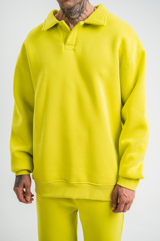SweatSarı 3 İplik Oversize Polo yaka PLZ