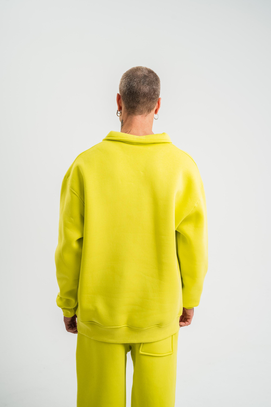 SweatSarı 3 İplik Oversize Polo yaka PLZ