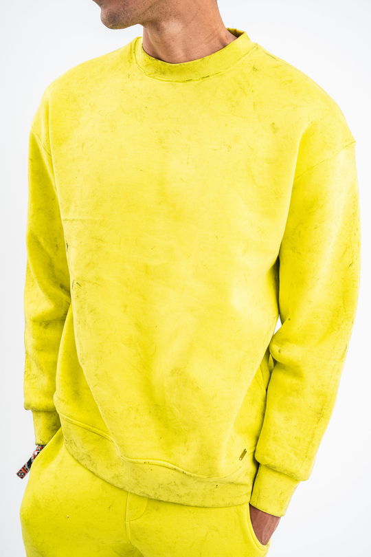 SweatSarı 3 İplik Oversize Yıkamalı Bisiklet Yaka Sweatshirt PLZ
