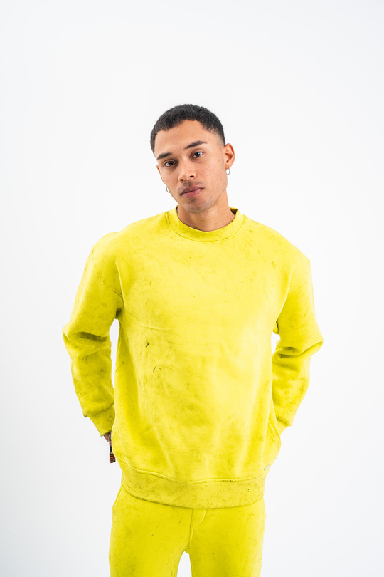 SweatSarı 3 İplik Oversize Yıkamalı Bisiklet Yaka Sweatshirt PLZ