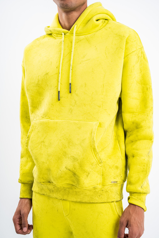 SweatSarı 3 İplik Oversize Yıkamalı Kapşonlu Sweatshirt PLZ
