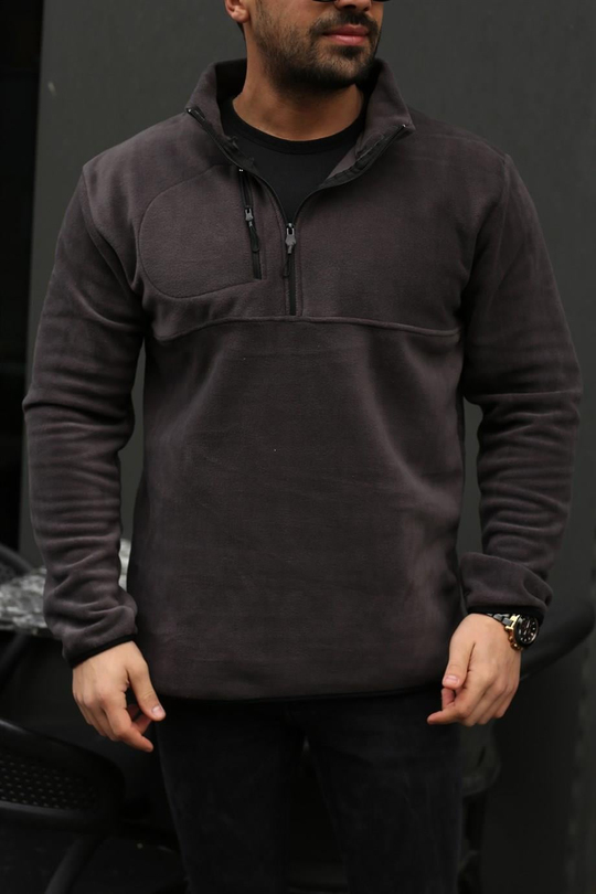 SWEATSHİRTAntrasit Göğüs Yarım Fermuarlı Yarım Fermuar Polar TB