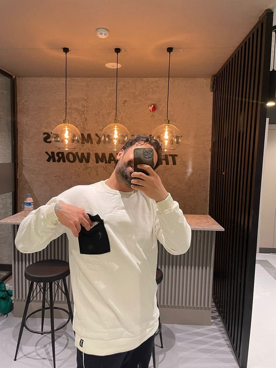 SWEATSHİRTBeyaz 3 İplik Göğüs Kapaklı Cepli Sweatshirt TB
