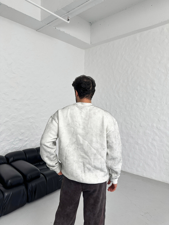 SWEATSHİRTBeyaz 888 Nakışlı Bisiklet Yaka Sweatshirt PLZ