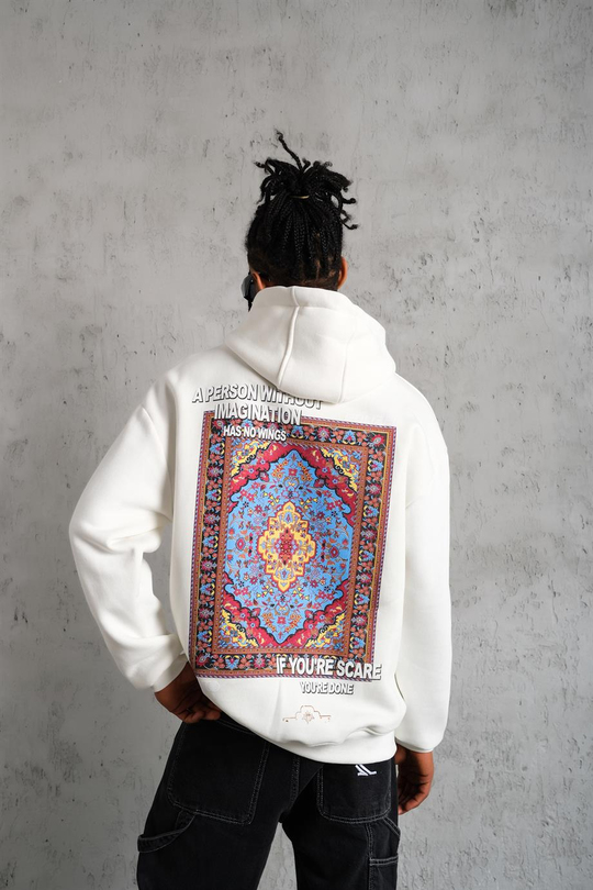 SWEATSHİRTBeyaz IF YOU SCAR Baskılı 3 İplik Kapşonlu Oversize Sweatshirt