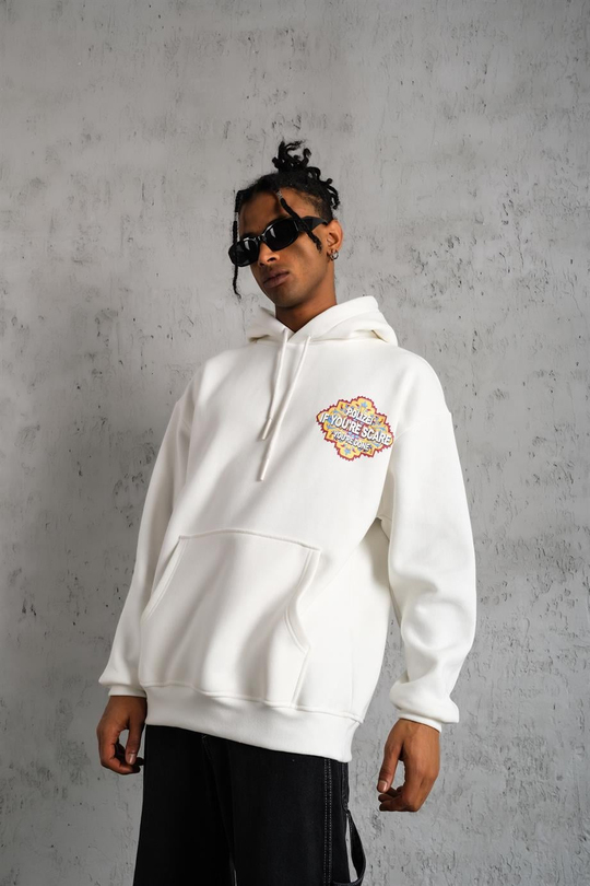 SWEATSHİRTBeyaz IF YOU SCAR Baskılı 3 İplik Kapşonlu Oversize Sweatshirt