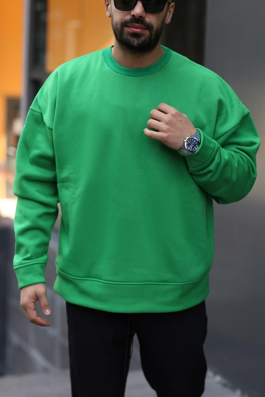 SWEATSHİRTÇam Yeşili 3 İplik Bisiklet Yaka Hoodie  Sweatshirt SC