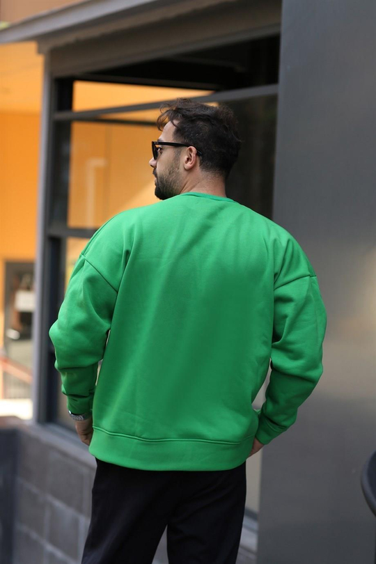 SWEATSHİRTÇam Yeşili 3 İplik Bisiklet Yaka Hoodie  Sweatshirt SC