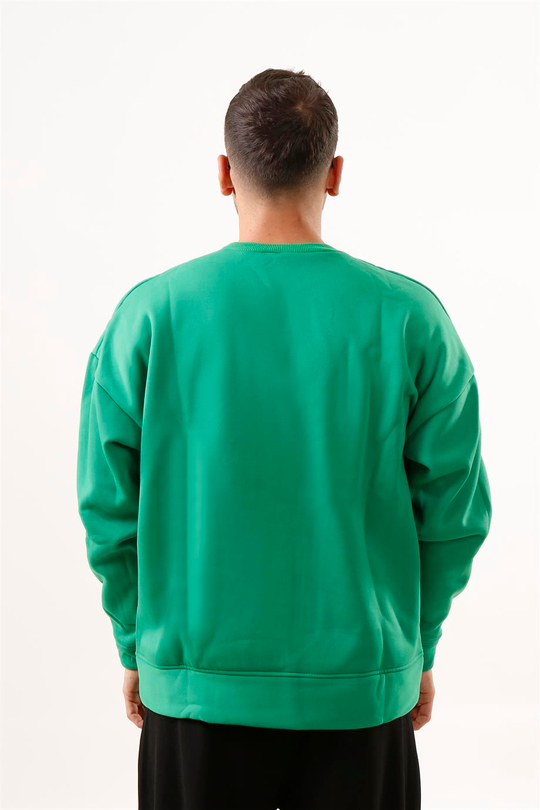 SWEATSHİRTÇamyeşili 3 İplik Oversize Bisiklet Yaka Hoodie SC