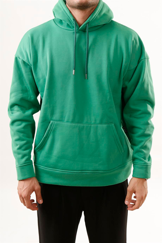 SWEATSHİRTÇamyeşili 3 İplik Oversize Kapşonlu Hoodie SC